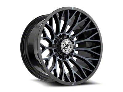 XF Offroad XF-237 Gloss Black and Machined Titanium Double Dark Tint 8-Lug Wheel; 20x10; -12mm Offset (17-22 F-250 Super Duty)