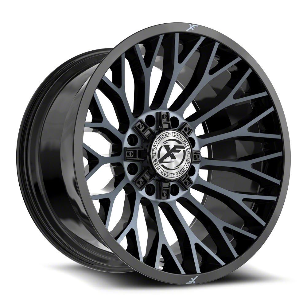XF Offroad XF-237 Gloss Black and Machined Titanium Double Dark Tint 8-Lug  Wheel; 20x10; -24mm Offset (23-26 F-350 Super Duty SRW)