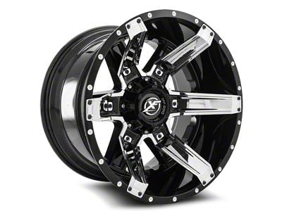 XF Offroad XF-214 Gloss Black with Chrome Inserts 5-Lug Wheel; 20x10; -12mm Offset (02-08 RAM 1500, Excluding Mega Cab)