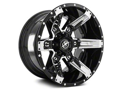 XF Offroad XF-214 Gloss Black with Chrome Inserts 5-Lug Wheel; 20x10; -24mm Offset (02-08 RAM 1500, Excluding Mega Cab)