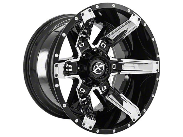 XF Offroad XF-214 Gloss Black with Chrome Inserts 5-Lug Wheel; 22x12; -44mm Offset (02-08 RAM 1500, Excluding Mega Cab)