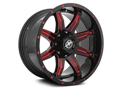 XF Offroad XF-215 Gloss Black Red Milled 5-Lug Wheel; 20x9; 0mm Offset (02-08 RAM 1500, Excluding Mega Cab)