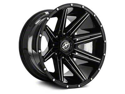 XF Offroad XF-220 Gloss Black Milled and Milled Dots 6-Lug Wheel; 18x9; 12mm Offset (19-24 RAM 1500)