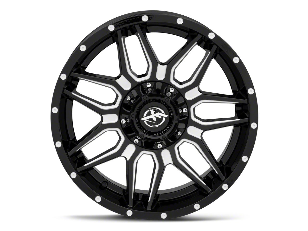 XF Offroad RAM 1500 XF-222 Gloss Black Milled 5-Lug Wheel; 20x9 