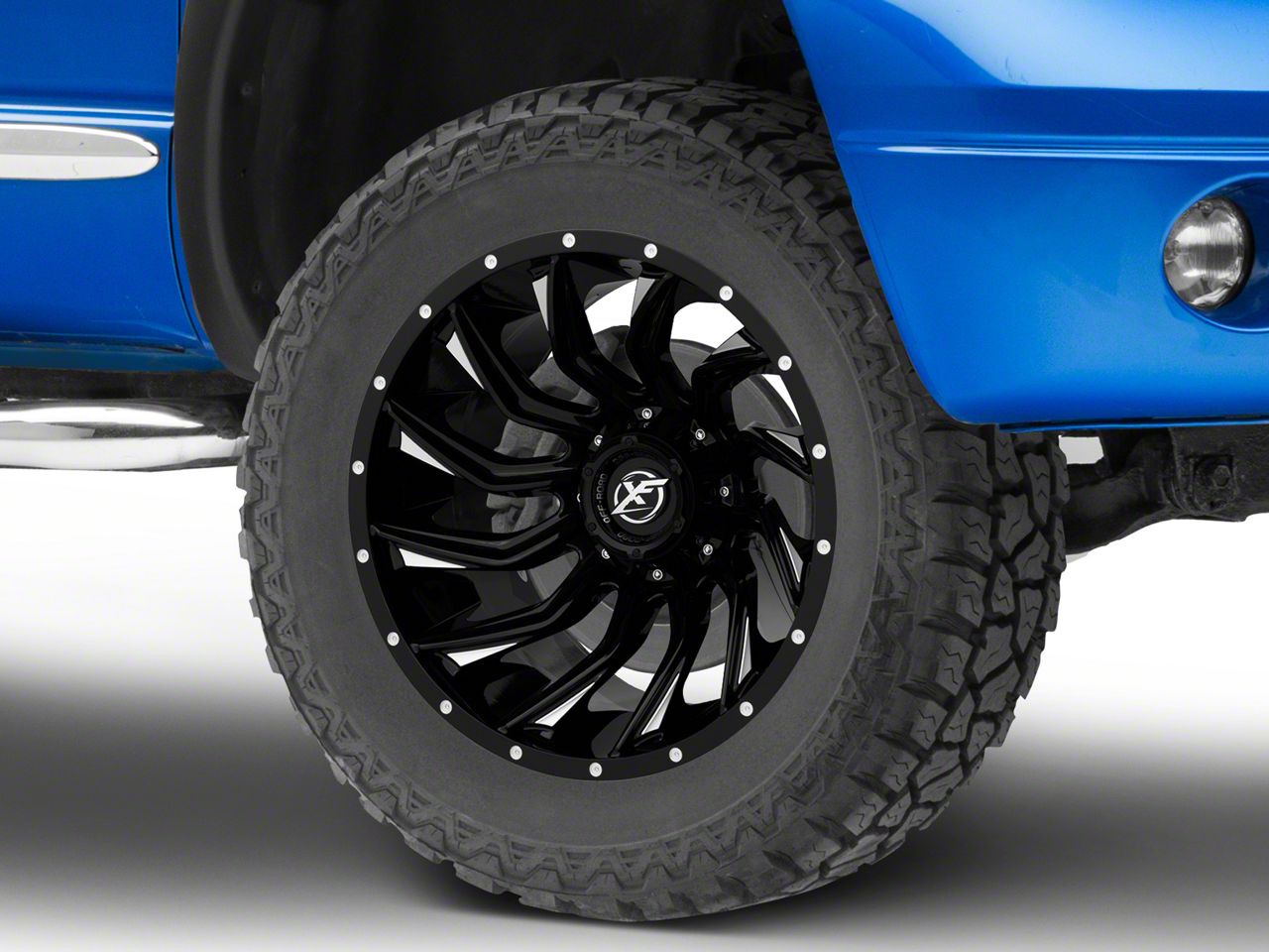 XF Offroad RAM 1500 XF-224 Gloss Black Milled 5-Lug Wheel; 20x12