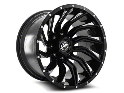 XF Offroad XF-224 Gloss Black and Milled 5-Lug Wheel; 22x12; -44mm Offset (94-01 RAM 1500)