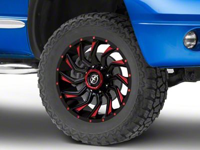 XF Offroad XF-224 Gloss Black Red Milled 5-Lug Wheel; 20x12; -44mm Offset (02-08 RAM 1500, Excluding Mega Cab)