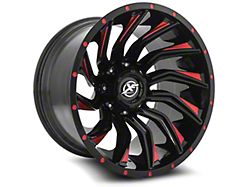 XF Offroad XF-224 Gloss Black and Red Milled 5-Lug Wheel; 20x9; 12mm Offset (09-18 RAM 1500)