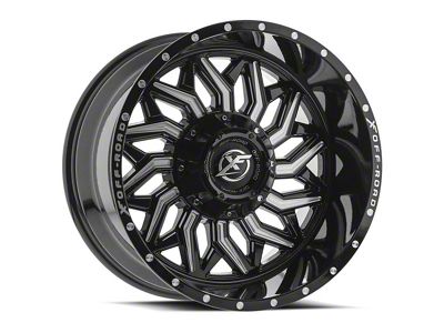 XF Offroad XF-228 Gloss Black and Milled 5-Lug Wheel; 24x14; -76mm Offset (09-18 RAM 1500)