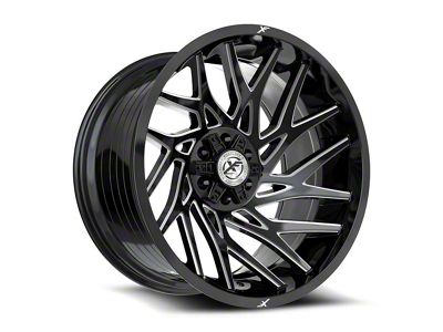 XF Offroad XF-229 Gloss Black and Milled 5-Lug Wheel; 24x12; -44mm Offset (94-01 RAM 1500)