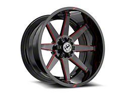 XF Offroad XF-236 Gloss Black and Red Milled 5-Lug Wheel; 20x9; 0mm Offset (09-18 RAM 1500)