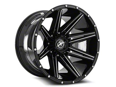 XF Offroad XF-220 Gloss Black and Milled 8-Lug Wheel; 18x9; 12mm Offset (03-09 RAM 2500)