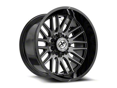 XF Offroad XF-240 Gloss Black and Brushed Double Dark Tint 8-Lug Wheel; 24x14; -76mm Offset (10-18 RAM 2500)