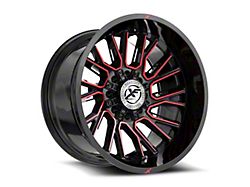 XF Offroad XF-230 Gloss Black and Red Machined 8-Lug Wheel; 20x10; -24mm Offset (94-02 RAM 3500 SRW)
