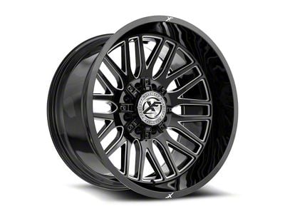 XF Offroad XF-240 Gloss Black and Milled 8-Lug Wheel; 20x9; 12mm Offset (10-18 RAM 3500 SRW)