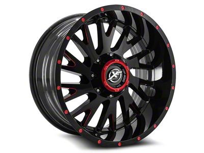 XF Offroad XF-221 Gloss Black and Red Milled 6-Lug Wheel; 20x12; -44mm Offset (19-23 Ranger)