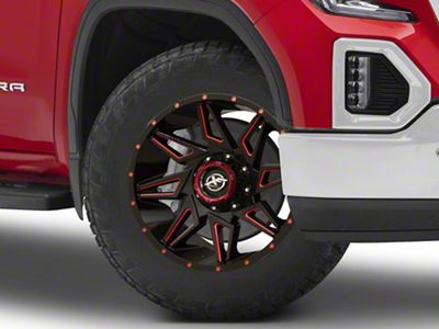 XF Offroad XF-218 Gloss Black Red Milled 6-Lug Wheel; 20x9; 12mm Offset (19-25 Sierra 1500)