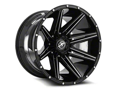 XF Offroad XF-220 Gloss Black and Milled 6-Lug Wheel; 20x10; -24mm Offset (19-25 Sierra 1500)