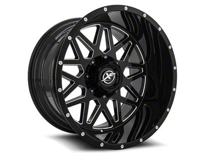 XF Offroad XF-211 Gloss Black Milled 8-Lug Wheel; 20x10; -24mm Offset (20-25 Sierra 2500 HD)