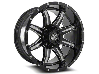 XF Offroad XF-215 Gloss Black and Milled 8-Lug Wheel; 20x9; 0mm Offset (20-25 Sierra 3500 HD SRW)