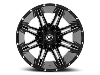 XF Offroad XF-220 Gloss Black Milled 8-Lug Wheel; 20x9; 0mm Offset (20-25 Sierra 3500 HD SRW)