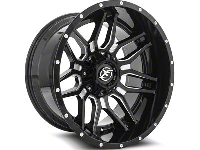 XF Offroad XF-222 Gloss Black Milled Milled 8-Lug Wheel; 20x9; 0mm Offset (20-25 Sierra 3500 HD SRW)