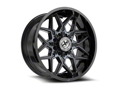 XF Offroad XF-238 Gloss Black and Machined Titanium Double Dark Tint 8-Lug Wheel; 20x10; -24mm Offset (20-25 Sierra 3500 HD SRW)