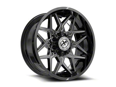 XF Offroad XF-238 Gloss Black and Milled 8-Lug Wheel; 22x10; -18mm Offset (20-25 Sierra 3500 HD SRW)