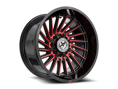 XF Offroad XF-239 Gloss Black and Red Machined 8-Lug Wheel; 24x12; -44mm Offset (20-25 Sierra 3500 HD SRW)