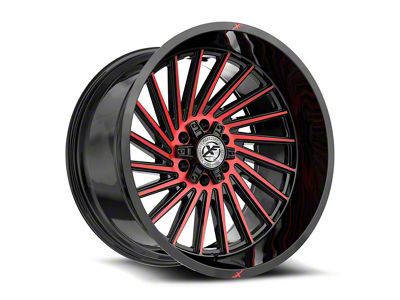 XF Offroad XF-239 Gloss Black and Red Machined 6-Lug Wheel; 20x9; 12mm Offset (14-18 Silverado 1500)
