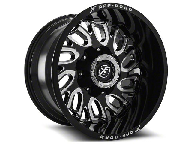XF Offroad XF-207 Gloss Black Milled 8-Lug Wheel; 20x9; 0mm Offset (20-24 Silverado 2500 HD)