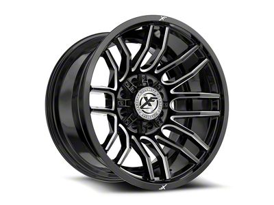 XF Offroad XF-232 Gloss Black and Milled 8-Lug Wheel; 20x12; -44mm Offset (07-10 Silverado 2500 HD)
