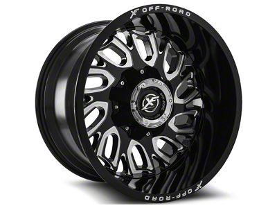 XF Offroad XF-207 Gloss Black Milled 8-Lug Wheel; 20x9; 0mm Offset (20-25 Silverado 3500 HD SRW)