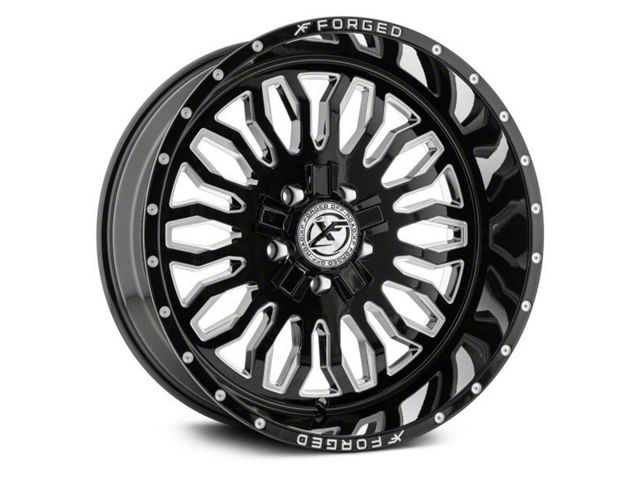 XFX Flow XFX-305 Gloss Black Milled 8-Lug Wheel; 24x12; -44mm Offset (15-19 Sierra 2500 HD)
