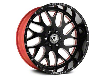 XFX Flow XFX-301 Gloss Black Milled with Red Inner 8-Lug Wheel; 24x12; -44mm Offset (15-19 Silverado 3500 HD SRW)
