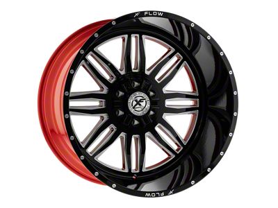 XFX Flow XFX-303 Gloss Black and Milled with Red Inner 5-Lug Wheel; 24x14; -76mm Offset (02-08 RAM 1500, Excluding Mega Cab)