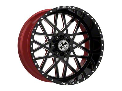 XFX Flow XFX-307 Gloss Black and Milled with Red Inner 6-Lug Wheel; 24x12; -44mm Offset (99-06 Sierra 1500)