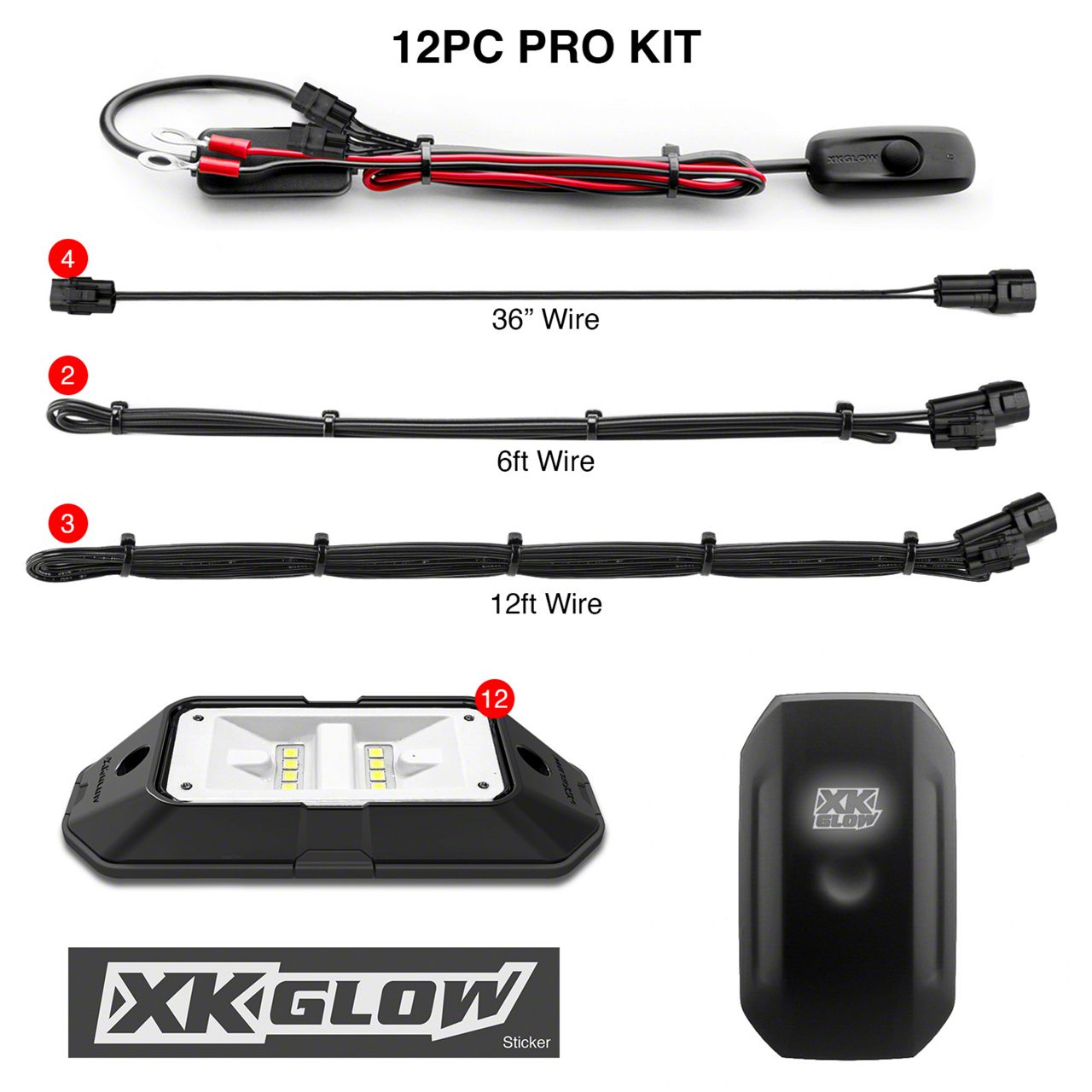 XK Glow F-350 Super Duty Pro Pure White Rock Light Kit XK