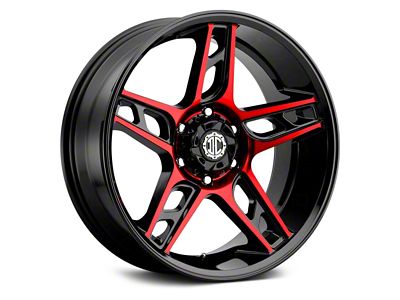 Xtreme Offroad NX-15 Midnight Black Red Face 6-Lug Wheel; 20x10; -25mm Offset (15-20 F-150)