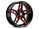Xtreme Offroad NX-15 Midnight Black Red Face 6-Lug Wheel; 20x10; -25mm Offset (15-20 F-150)