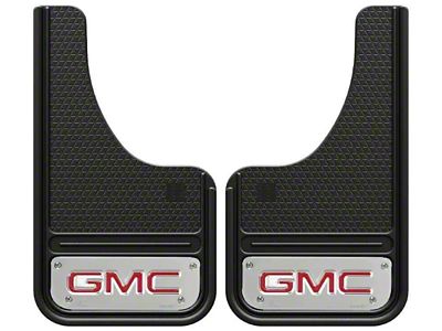 10-Inch x 18-Inch Mud Flaps with Mini Red GMC Logo; Front or Rear (Universal; Some Adaptation May Be Required)