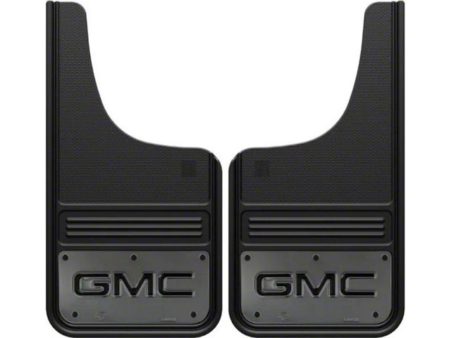 12-Inch x 23-Inch Mud Flaps with GMC Logo; Front or Rear (Universal; Some Adaptation May Be Required)