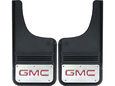 12-Inch x 23-Inch Mud Flaps with Red GMC Logo; Front or Rear (Universal; Some Adaptation May Be Required)