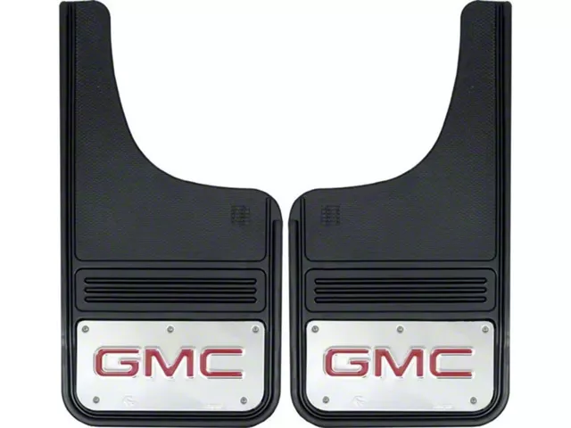 12-Inch x 23-Inch Mud Flaps with Red GMC Logo; Front or Rear (Universal; Some Adaptation May Be Required)