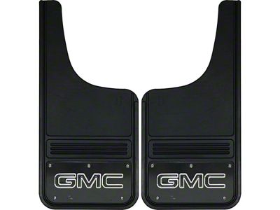 12-Inch x 26-Inch Mud Flaps with Black GMC Logo; Front or Rear (Universal; Some Adaptation May Be Required)