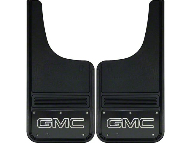 12-Inch x 26-Inch Mud Flaps with Black GMC Logo; Front or Rear (Universal; Some Adaptation May Be Required)