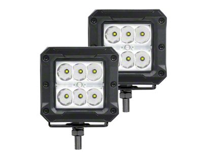 Go Rhino 3-Inch x 3-Inch Bright Series LED Light Pods; Spot Beam (Universal; Some Adaptation May Be Required)