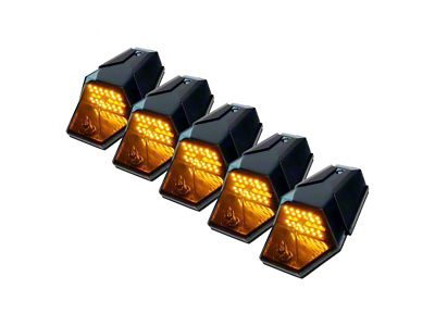 5-LED Jewel Series Smoked Roof Top Cab Clearance Light Kit; Amber (Universal; Some Adaptation May Be Required)