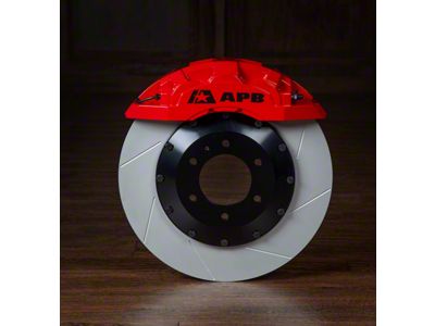 APB 6-Piston Front Big Brake Kit with 16-Inch Slotted Rotors; Red Calipers (21-25 Yukon)