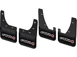Black Wrap No-Drill Mud Flaps with AT4 Logo; Front and Rear (21-26 Yukon)